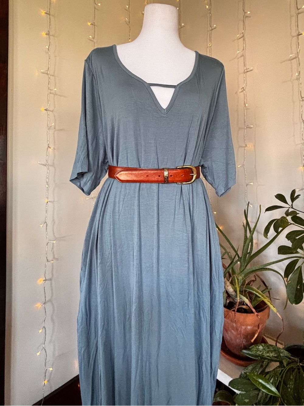 Lane Bryant Dusty Blue Keyhole Maxi Dress
